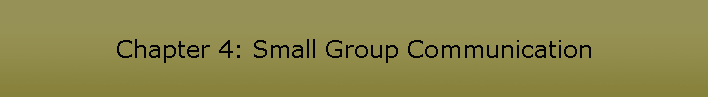 Chapter 4: Small Group Communication