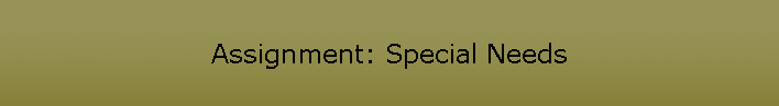 Assignment: Special Needs