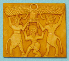 Gilgamesh tablet, with the prince between two gods